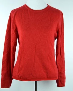 Queen of Scots Large 100% Cashmere Red Crewneck Sweater Solid Soft Knit Vintage - Picture 1 of 8