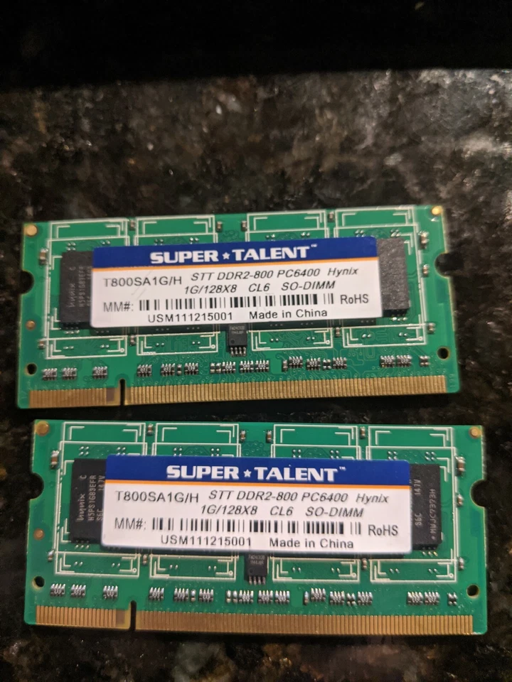 Super Talent 1GB PC2-6400S DDR2-800MHz SODIMM Memory | DELL | APPLE | HP - Image 1 of 1