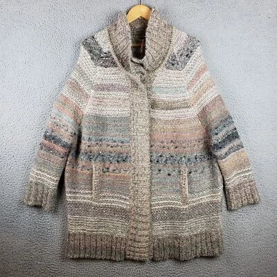 Free People Chunky Knit Mohair Cardigan Snap Button Boho Sweater Jacket Medium - Image 1 of 4