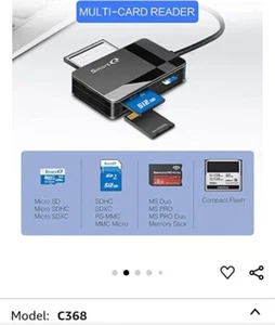 SD Card Reader, Memory Card Reader 4 in 1 USB C USB 3.0 Dual Connector Adapte... - Picture 1 of 2