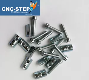 Nutensteine Nut 8 mit Federkugel M6 inkl. Schrauben M6x25 f. Aluprofile CNC-STEP - Bild 1 von 6