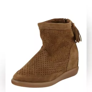 Isabel Marant - Women's Beslay Perforated Suede Wedge Bootie - Size 37 - Brown - Picture 1 of 10