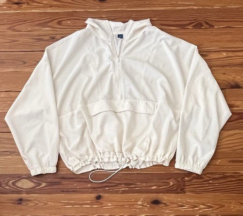 OFF WHITE Giacca a vento vecchia marina bianca sporca taglia grande stile vintage