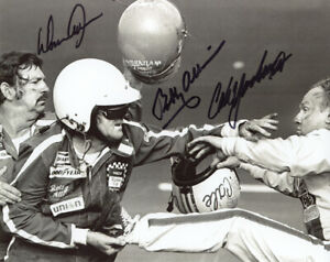 DONNIE BOBBY ALLISON CALE YARBOROUGH SIGNED 8x10 PHOTO FAMOUS FIGHT BECKETT BAS