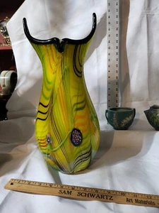 ATEMBERAUBENDE Frattelli TOSO Kunst Glas mehrfarbig Millifiori gelb TEUFEL GEHÖRNT - Bild 1 von 10