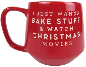 I Just Want To Bake Stuff & Watch Christmas Movies 14 Oz. Red Mug Cup - Picture 1 of 6