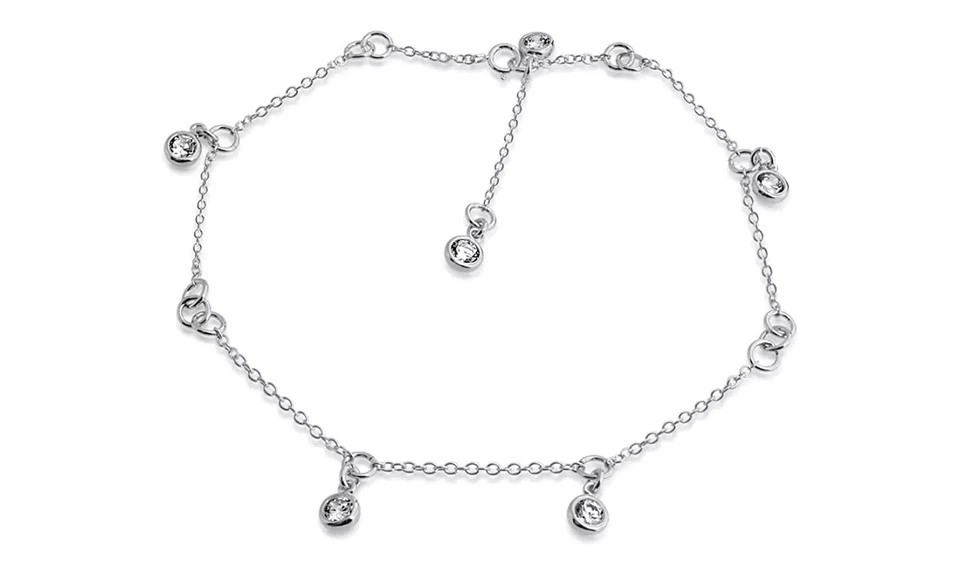 Pulsera con dije de estación de cristal enchapado en oro blanco de 18k hecha con Swarovski - 7,5"  Foto 1 de 1