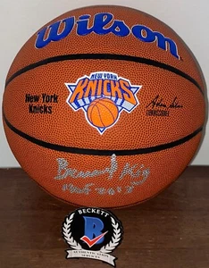 Bernard King Signed Autographed New York Knick Logo Basketball Beckett Witness N - Picture 1 of 1