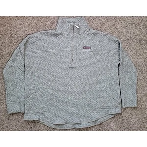 Vineyard Vines Women's "Shep Shirt" Quilted Pullover ¼‑Zip XL Gray Diamond GUC - Picture 1 of 11