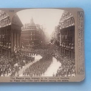 London England WW1 Stereoview RP C1916 Empire Troops Lord Mayor Victory Parade - Picture 1 of 2