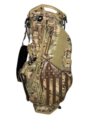 Sun Mountain C130 支架包 Multicam 迷彩美国国旗 14 路高尔夫包 罕见 — 第 1/4 张图片