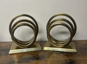 Buchstützen mit drei Ringen Messing Art Deco Stil - Bild 1 von 10