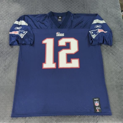Camiseta Tom Brady New England Patriots Reebok Y2K Azul Manga Corta Hombres 2XL XXL Foto 1 de 4