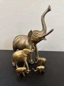 Messing Vintage Elefant Lot Baby Mama Sammlung Indien Figur klein bis groß - Bild 1 von 21