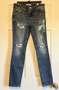 Jeans uomo PacSun elasticizzato indaco scuro impilato skinny strappato taglia 28x30 nuovo con etichetta - Foto 1 di 11