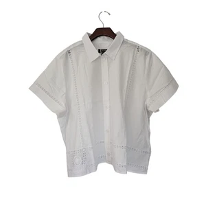 J. Crew Gamine Eyelet Trim Shirt Size 24 White NWT $138 CK076 - Picture 1 of 8