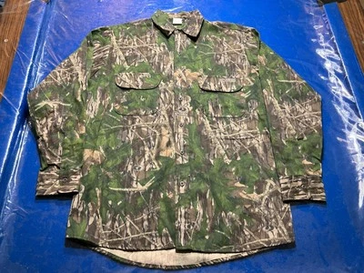 Vtg Mossy Oak Shirt Mens M Shadow Leaf Long Sleeve Button Up Made USA  (a) - Image 1 of 4