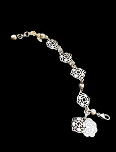 Brighton silberfarbenes filigranes Bettelarmband Schnörkel-Design 7,5 Zoll verstellbar - Bild 1 von 10
