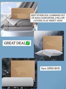 R Evercool Bundle Set Of King Comforter King Flat Sheet 2 Cover Great DEAL - Picture 1 of 13