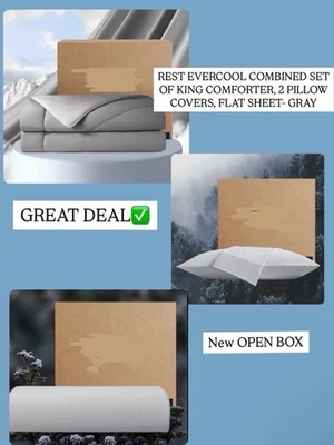 R Evercool Bundle Set Of King Comforter King Flat Sheet 2 Cover Great DEAL - Image 1 of 4