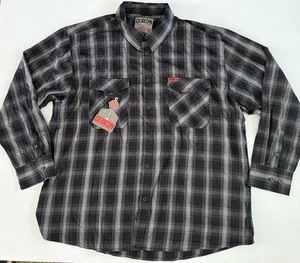 Dixxon Flannel Co Shirt Mens 5XL  The Crosshair Black Gray Plaid Bamboo - Picture 1 of 11