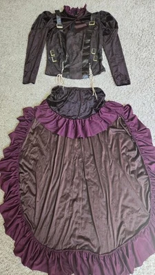 Disfraz de Halloween Steampunk Victoriano Mujer 2 Piezas Falda Alta Baja Manga Abullonada Foto 1 de 4