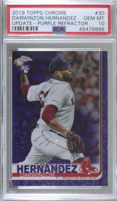 2019 Chrome Update Target Purple Refractor Darwinzon Hernandez PSA 10 Rookie RC - Image 1 of 2