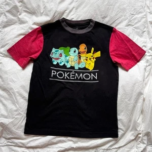 Red and black pokemon graphic tee youth 14 16 colorblock casual Pikachu gamer - Picture 1 of 7
