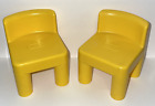 Vintage Little Tikes Dollhouse Furniture Miniature Size 2 Plastic Yellow Chairs