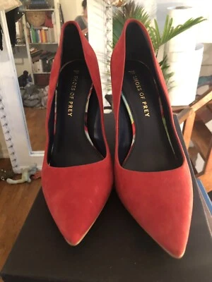 Zapatos de salón de gamuza rojos Shoes Of Prey con tacón de bloque colorido talla 8 Foto 1 de 4