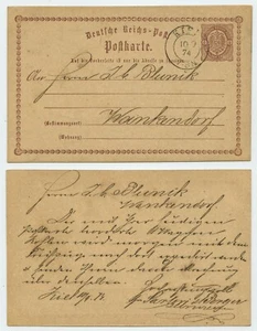 123888 - Ganzsache P 1 - Postkarte - Kiel 10.9.1874 nach Wankendorf - Bild 1 von 1