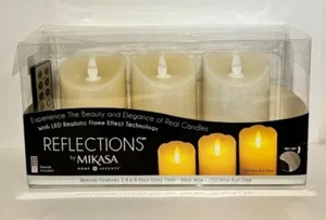 Mikasa Reflections Home Accents Flicker Flame 3 Piece Led Candle Set Remote - Picture 1 of 2