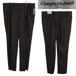 NUOVO Giorgio De Paoli Super 120s Pantalone plissettato senza orlo marrone tortora taglia 50 - Foto 1 di 11