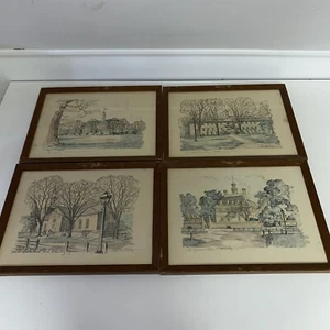 4 Signed Charles H Overly Framed Vintage Prints Williamsburg Virginia Landmarks - Picture 1 of 10
