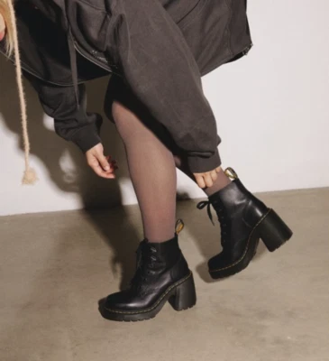 Dr. Martens Jesy Sendal Flare Heeled Boots MSRP$240 Soft Nappa Leather & Sleek - Image 1 of 4