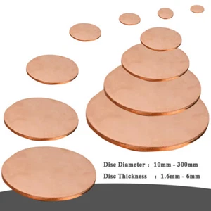 10mm - 300mm T2 Massives Reines Kupfer Scheiben Ronden Kupferscheibe Kupferronde - Bild 1 von 21