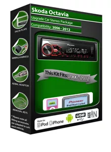 Skoda Octavia car stereo, Pioneer radio USB AUX in, iPod iPhone Android player - Picture 1 of 5