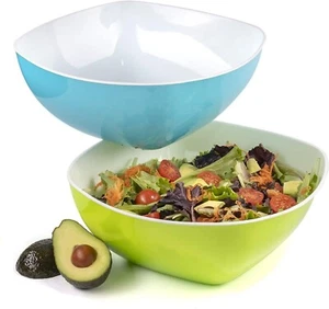 Salat Schale Groß 2 Packung Mikrowelle Geschirrspüler Gefrierfach Sicher Plastik - Bild 1 von 6