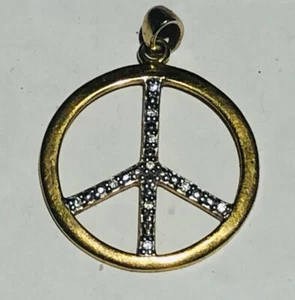 Vintage goldtone peace symbol Pendant - Picture 1 of 6