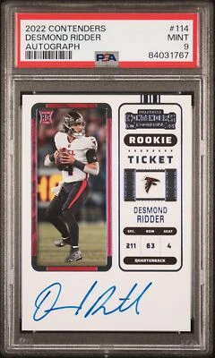 2022 Panini Contenders #114 Desmond Ridder Rookie Ticket RC Auto PSA 9 - Image 1 of 2