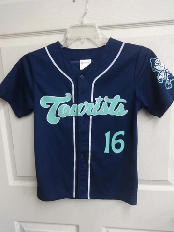 2016 MiLB Asheville Tourists SGA Button Front Baseball Jersey Youth M Blue, Teal Cover