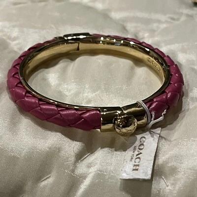 蔻驰编织皮革铰边手镯手链全新带标签 115 美元 — 第 1/4 张图片