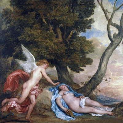 CUPIDO Y PSIQUE AMOR 1639 PINTURA MITOLÓGICA DE ANTHONY VAN DYCK REPRO Foto 1 de 3