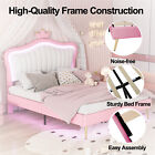 Full /queen Size Upholstered Princess Bed Frame With Led Lights Crown Headboard