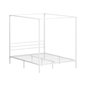 Metal Canopy Bed Frame Queen Size White - Picture 1 of 9