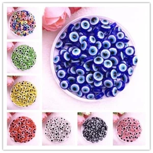 48pcs 8/10mm Resin Spacer Beads Double Sided Eyes for Jewellery Making DIY Brace - Picture 1 of 41