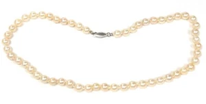 14K White Gold & 7.5-8.0mm Cultured Cream Akoya Pearl Necklace, 19.5" Long - Picture 1 of 12