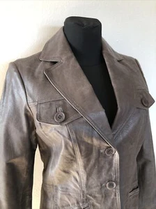 Damen Gr. 36 Cheer Echt Leder Jacke Blazer Taupe Braun, gepflegt, Leather - Bild 1 von 12
