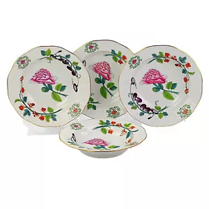 Herend Porcelain, Vintage 1930’s, Floral Decorated, 4 X Soup Plates - Picture 1 of 4