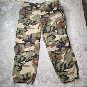 Vintage Abercrombie Fitch Cargo Pants Men XL Camo Baggy Fit Paratrooper Wide Leg - Picture 1 of 24